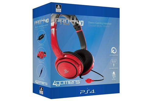 Casque Gaming 4Gamers stéreo Rouge pour PS4