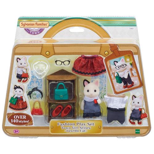 SYLVANIAN FAMILIES La valisette de mode et grande sœur chat bicolore
