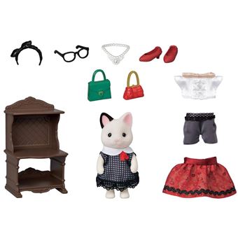 Playset Sylvanian Families 5462 La valisette de mode et grande sœur chat bicolore