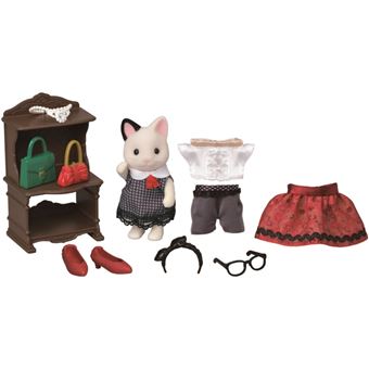 Playset Sylvanian Families 5462 La valisette de mode et grande sœur chat bicolore