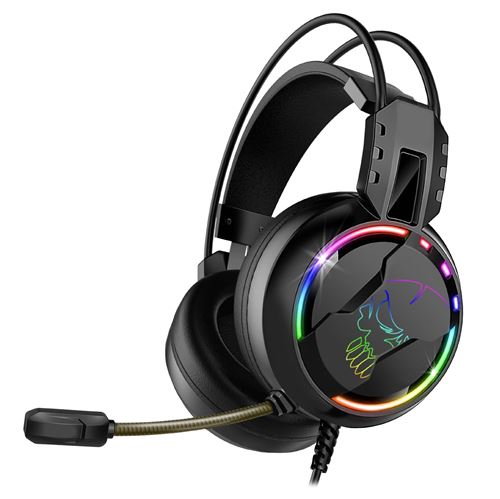 Forev G97 RVB Casque de jeu câblé lumineux avec micro, Spec: 7.1