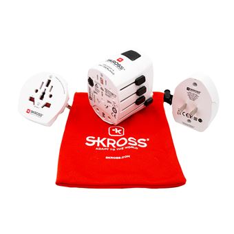 Adaptateur de voyage Skross Pro Blanc + Chargeur US USB Blanc