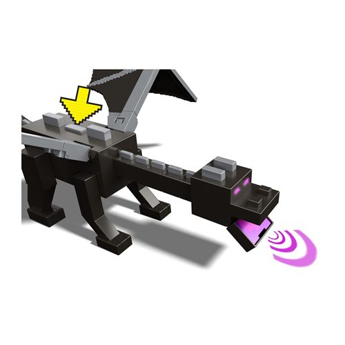 Mattel Minecraft Coffret Ender Dragon 15ème Anniversaire - Figurine Géante Avec Sons, Lumières Et Souffle De Brume + Steve Et Enderman