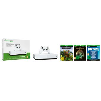 Pack Console Microsoft Xbox One S All Digital 1 To + Minecraft + Sea of Thieves + Fortnite + Xbox Live Gold 1 mois