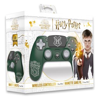 Harry Potter - Manette Sans Fil PS4 - Prise Jack - Boutons Lumineux - Serpentard - Vert