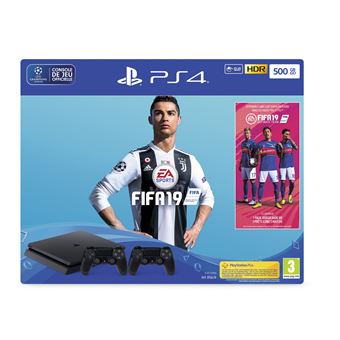 Pack Sony Console PS4 Slim 500 Go Noir + FIFA 19 Standard Edition