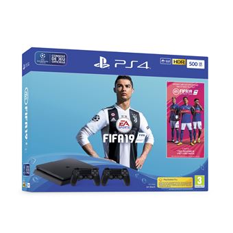 Pack Sony Console PS4 Slim 500 Go Noir + FIFA 19 Standard Edition