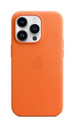 Apple - Coque de protection pour téléphone portable - avec MagSafe - cuir - orange - pour iPhone 14 Pro