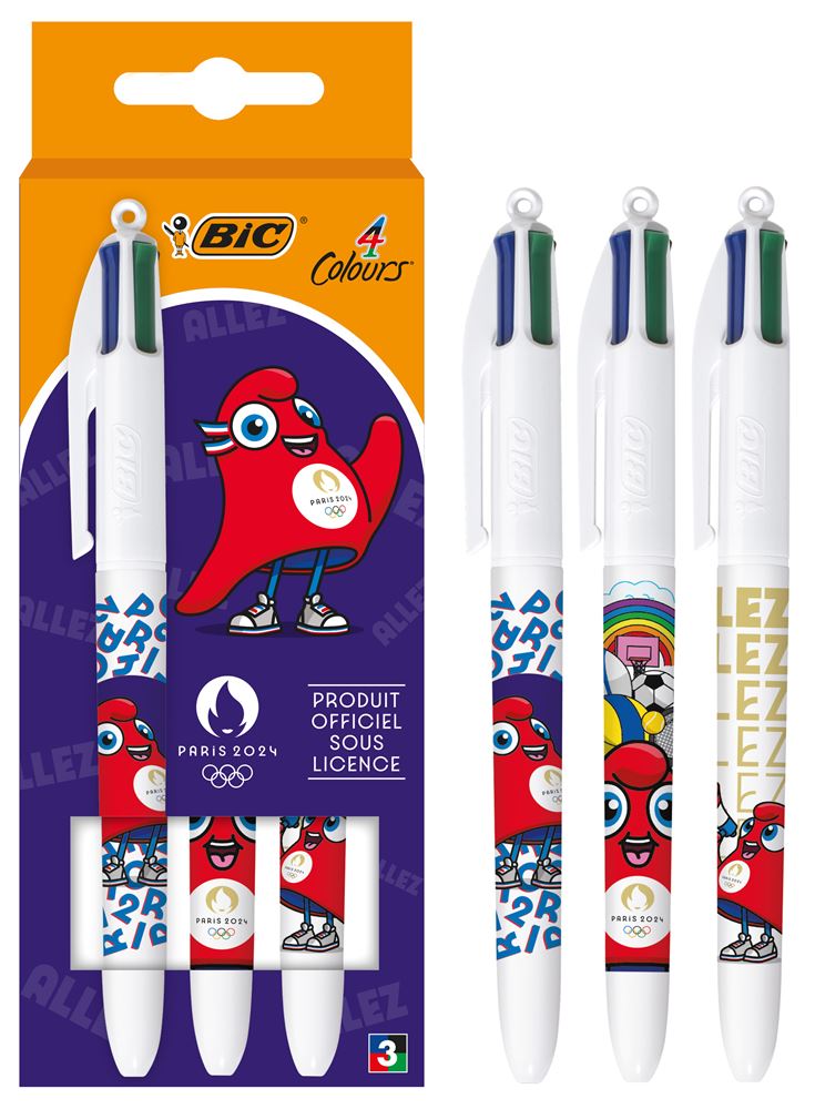 Set 2 stylos bleus et stylo Bic tipp-ex