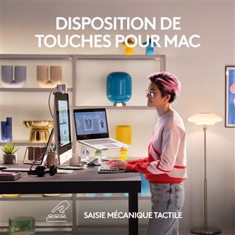 Logitech Master Series MX Mechanical Mini for Mac - Clavier - rétroéclairé - sans fil - Bluetooth LE - AZERTY - Français - commutateur : Tactile Silencieux - gris pâle