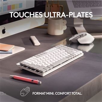 Logitech Master Series MX Mechanical Mini for Mac - Clavier - rétroéclairé - sans fil - Bluetooth LE - AZERTY - Français - commutateur : Tactile Silencieux - gris pâle