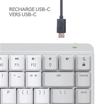 Logitech Master Series MX Mechanical Mini for Mac - Clavier - rétroéclairé - sans fil - Bluetooth LE - AZERTY - Français - commutateur : Tactile Silencieux - gris pâle