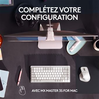 Logitech Master Series MX Mechanical Mini for Mac - Clavier - rétroéclairé - sans fil - Bluetooth LE - AZERTY - Français - commutateur : Tactile Silencieux - gris pâle