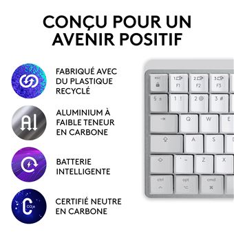 Logitech Master Series MX Mechanical Mini for Mac - Clavier - rétroéclairé - sans fil - Bluetooth LE - AZERTY - Français - commutateur : Tactile Silencieux - gris pâle