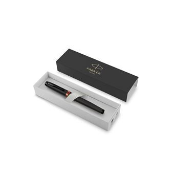 Parker IM Vibrant Rings Noir Orange Vif Plume M