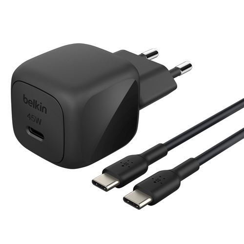 Chargeur secteur USB-C® Belkin BoostCharge 45 W Noir + câble USB-C vers USB-C 1 m