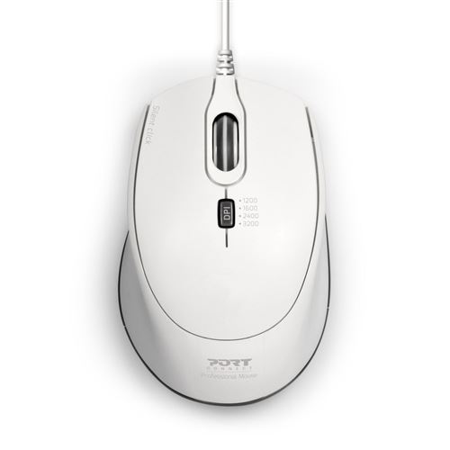 Souris silencieuse filaire Port Designs Blanc