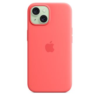 Coque en silicone avec MagSafe pour iPhone 15 Goyave