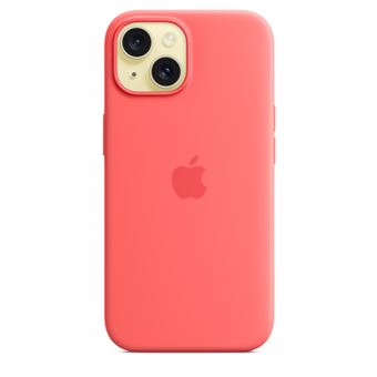 Coque en silicone avec MagSafe pour iPhone 15 Goyave