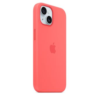 Coque en silicone avec MagSafe pour iPhone 15 Goyave