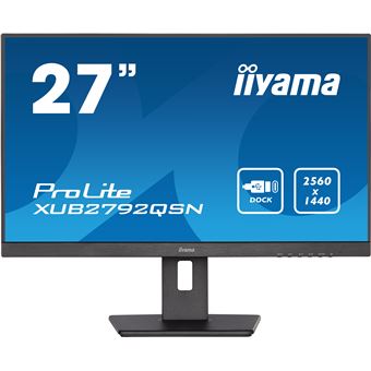 iiyama ProLite XUB2792QSN-B5 - Écran LED - 27" - 2560 x 1440 WQHD @ 75 Hz - IPS - 350 cd/m² - 1000:1 - 4 ms - HDMI, DisplayPort, USB-C - haut-parleurs - noir mat