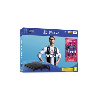 Pack Sony Console PS4 Slim 1 To Noir + FIFA 19 Standard Edition + Accès PS Plus 14 jours