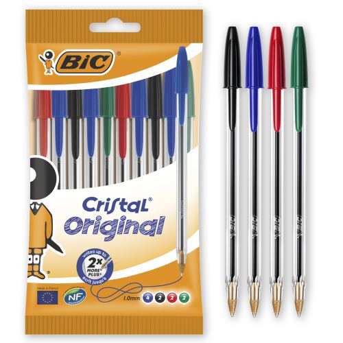 Stylo Bille Cristal 1 0mm Assortis Bic Le Lot De 10 Stylos - vue 1