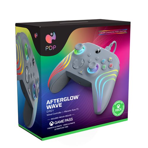 Manette filaire Pdp Afterglow Wave pour Xbox one Xbox Series XS Windows 10 et Windows 11 Gris
