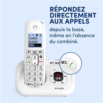 Téléphone fixe sans fil Alcatel E260 S-Voice Duo avec Répondeur et Fonction  blocage appels publicitaires Noir - Téléphone sans fil