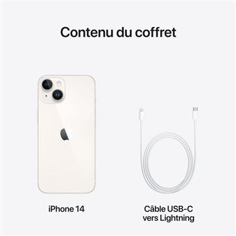 iPhone 14 6.1" 5G Double SIM 256 Go Lumière stellaire