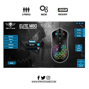 Souris gaming filaire Spirit Of Gamer Elite-M80 Ambidextre