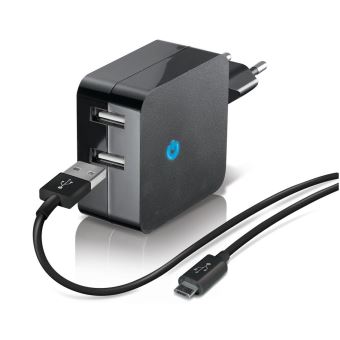 Chargeur secteur Double USB Temium + Câble Micro USB