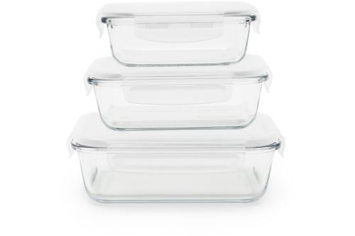 Set de 3 boîtes alimentaires Pebbly en verre