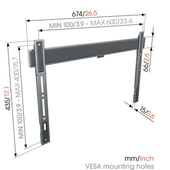 Support TV fixe Vogel's ELITE TVM 5605 pour TV de 40'' à 100'' Noir