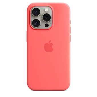 Coque en silicone avec MagSafe pour iPhone 15 Pro Goyave