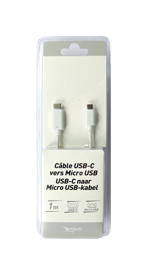 Câble Temium USB-C vers Micro USB 2.0 1 m