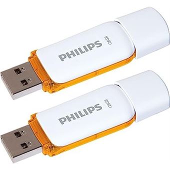 Pack de 2 Clés USB Philips Snow 2.0 128 Go Blanc et Orange
