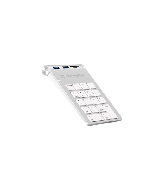 Pavé numérique mécanique XtremeMac XM-NPHUB32 Argent avec ports USB et SD