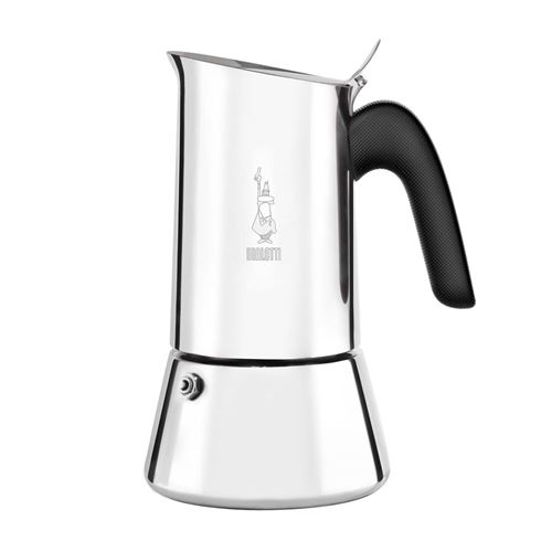 Bialetti Cafetera de Inducción y Clásica Italiana  - Venus color Plata en Acero Inoxidable 18/10,  distintos tamaños 2*, 4, 6, 10 Tacitas, Compatible con placas de inducción y hornillos de gas -