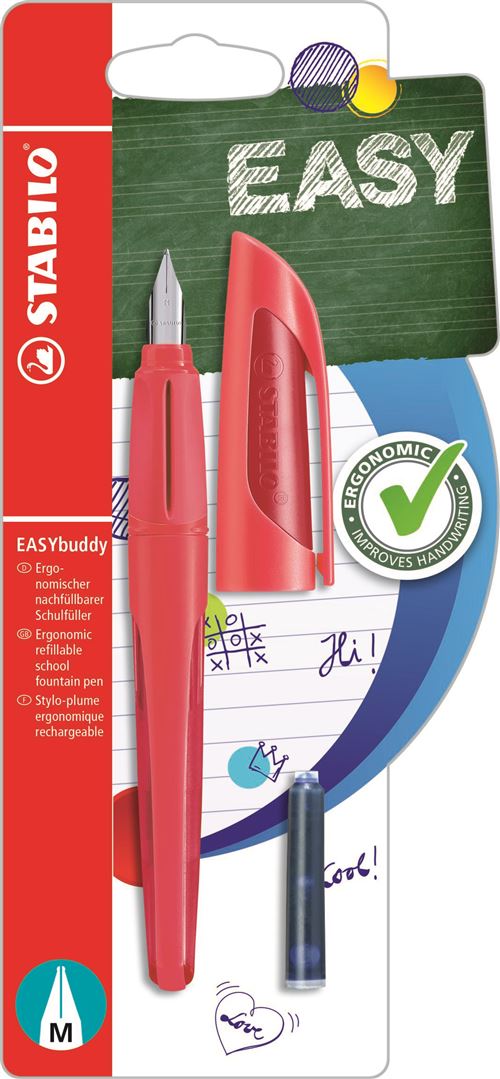 Stylo plume Stabilo Easybuddy pour tous Rouge et corail