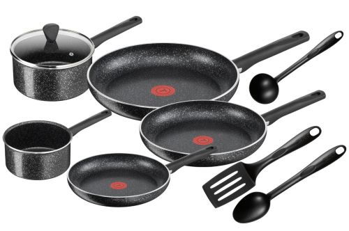 Set de poêles et casseroles Tefal Brut C2649202 9 pièces Noir