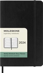 Agenda civil semainier Moleskine 2024 12 mois Horizontal Format de Poche Couverture Souple Noir