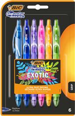 Blister de 6 Stylos-Gel Rétractables BIC Gel-ocity Quick Dry Exotic