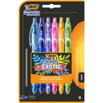 Blister de 6 Stylos-Gel Rétractables BIC Gel-ocity Quick Dry Exotic