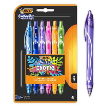 Blister de 6 Stylos-Gel Rétractables BIC Gel-ocity Quick Dry Exotic