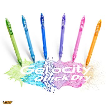 Blister de 6 Stylos-Gel Rétractables BIC Gel-ocity Quick Dry Exotic