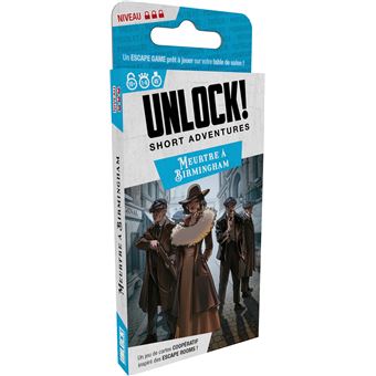 Jeu d'escape game Asmodee Unlock Short Adventures Meurtre à Birmingham