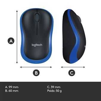 Logitech Wireless Mouse M185 (Bleu) - Souris PC - Garantie 3 ans LDLC