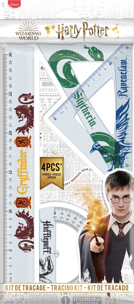 Kit de traçage 4 pièces Maped Harry Potter - Règles équerre et