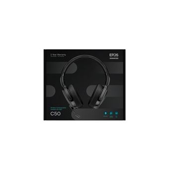 EPOS I SENNHEISER C50 - C-series - micro-casque - sur-oreille - Bluetooth - sans fil - Suppresseur de bruit actif - USB-A via adaptateur Bluetooth - noir